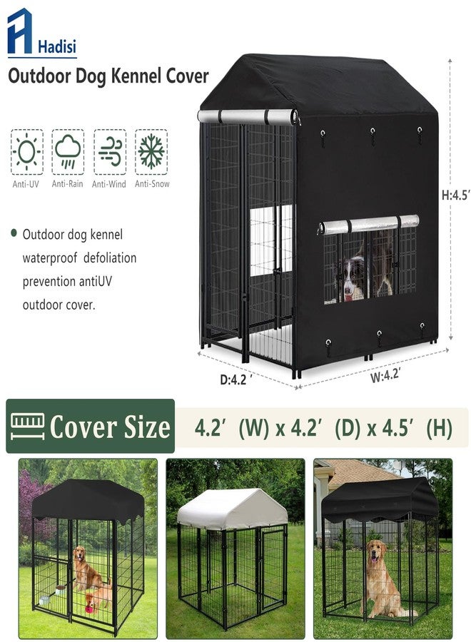 Hadisi Outdoor Dog Kennel Cover 4.2'Dx4.2'Wx4.5'H Full Coverage Windproof Anti-UV.with Transparent PVC Window and Breathable Mesh.Waterproof Dog Kennel Cover for Multiple Brands of Dog Kennels,Cover Only - Image 3